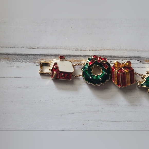 Vintage | Chriatmas Slide Charm | Enamal | Bracelet | GUC | - Picture 3 of 6